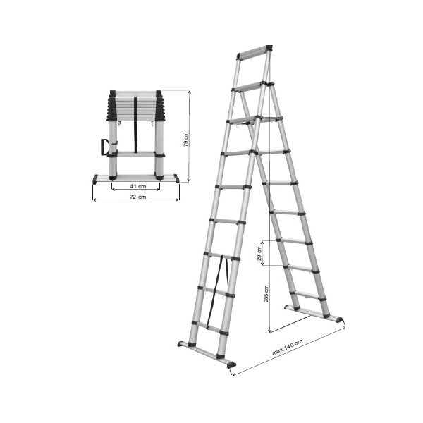 Escada Telescopica 79/2,85 mts pequena e facil transportar