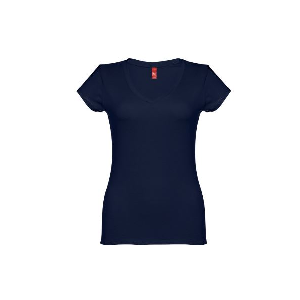 T-shirt manga curta de senhora, decote em V. 100% algodão.