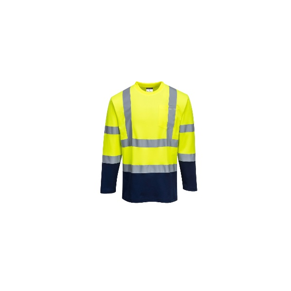 T-shirt m/comprida bicolor de AV, 55% Alg,45% Pol. 175g